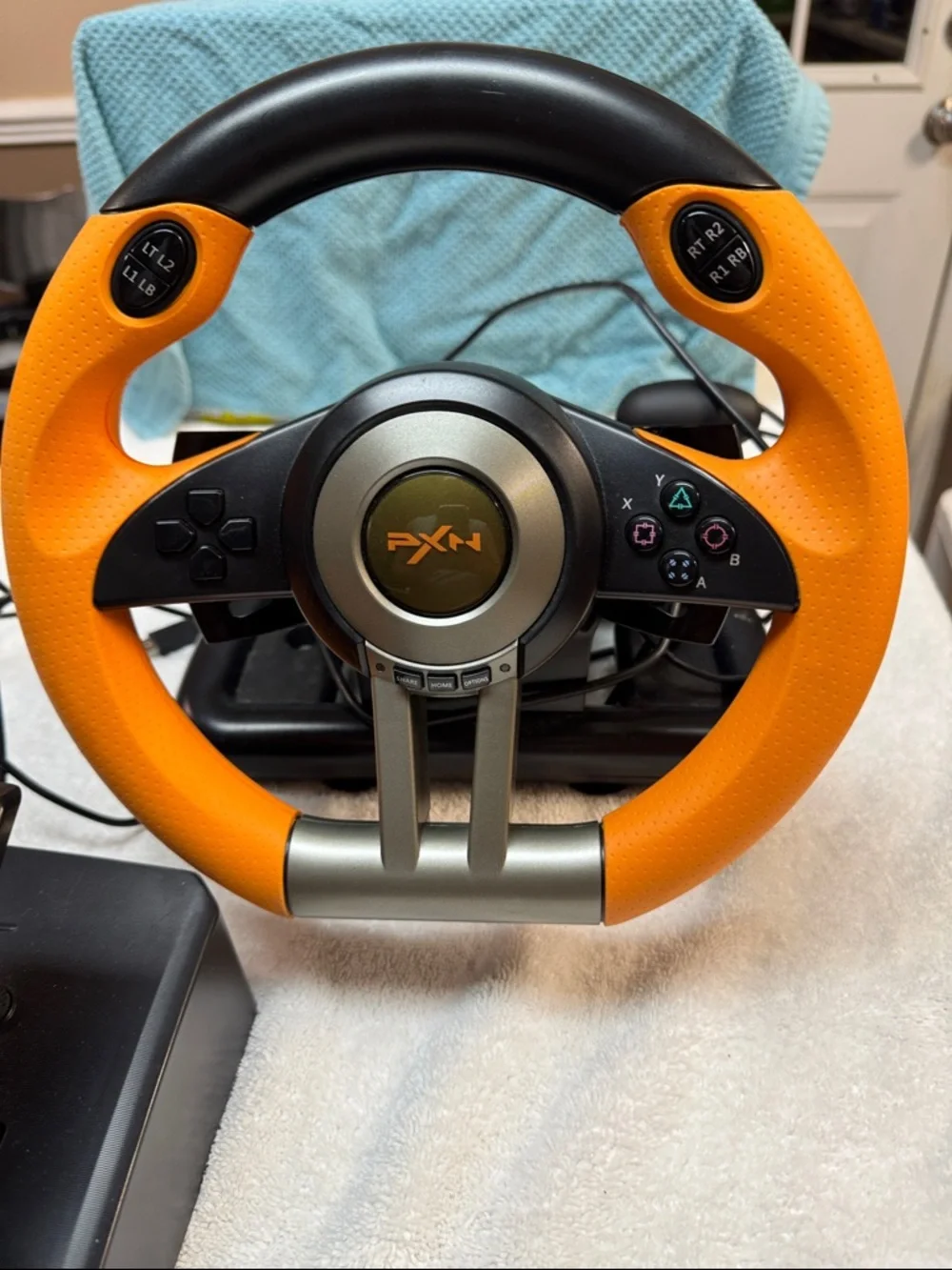 Orange and Black Racing Wheel & Pedal Set - Gaming Controller
